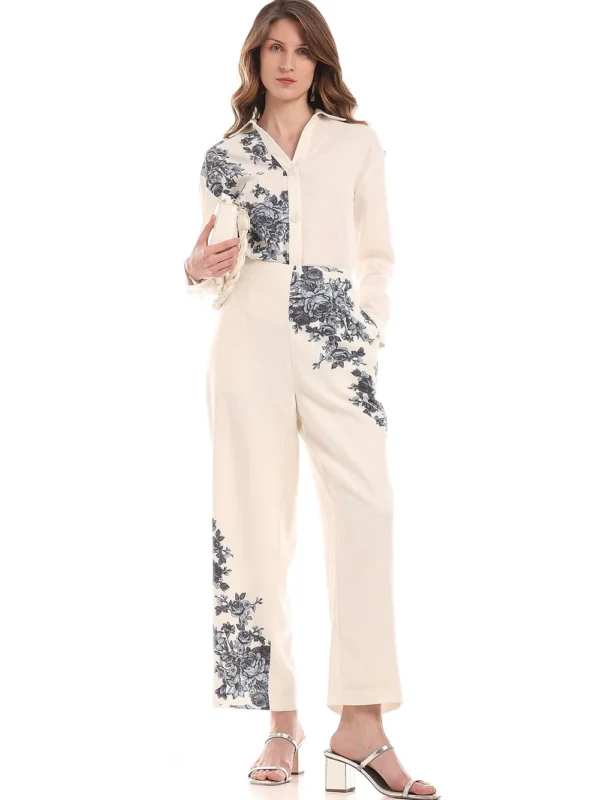 WHITE FLORAL CO-ORD SET PANTS